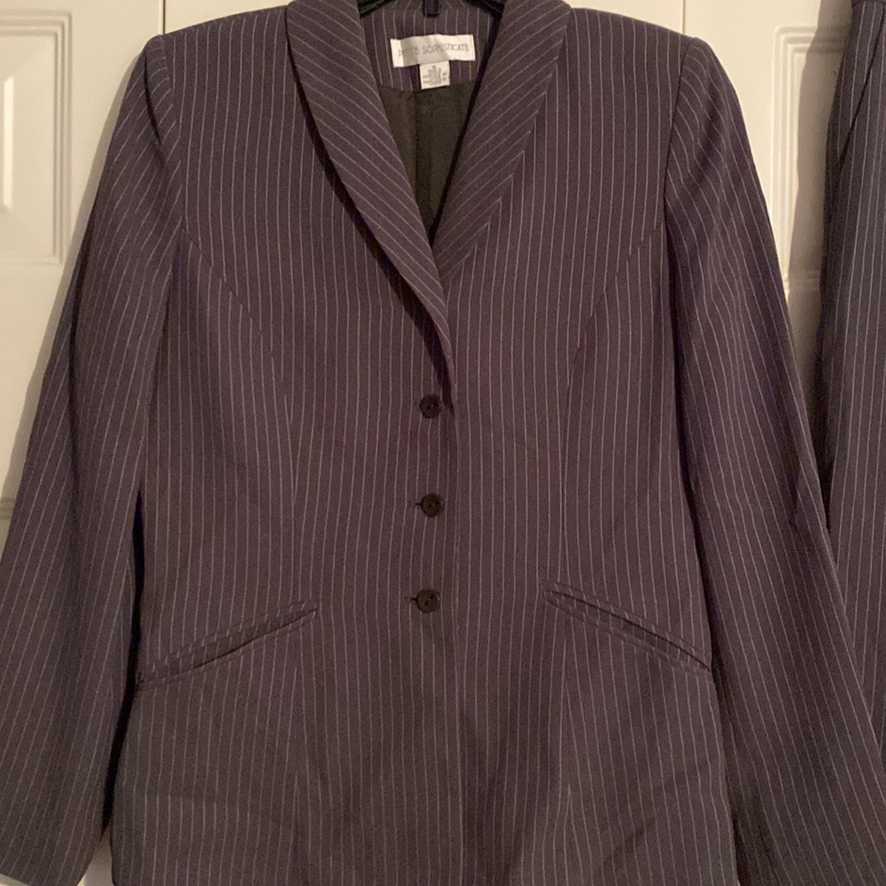 Petite Sophisticate Pin Stripe Pant Suit - Picture 2 of 10